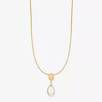 Monet Jewelry Gold Tone Simulated Pearl 17 Inch Snake Oval Pendant Necklace