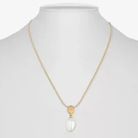 Monet Jewelry Gold Tone Simulated Pearl 17 Inch Snake Oval Pendant Necklace