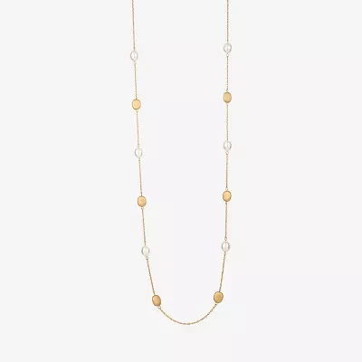 Monet Jewelry Gold Tone Simulated Pearl 36 Inch Rope Oval Strand Necklace