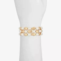 Monet Jewelry Gold Tone Simulated Pearl Oval Stretch Bracelet