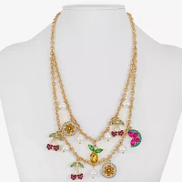 Monet Jewelry Gold Tone Fruit Lemon Watermelon Multi Color Gold Tone Collar Necklace