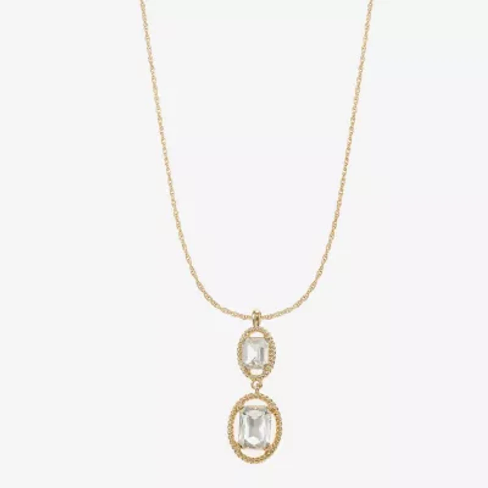 Monet Jewelry Womens Glass Zinc Oval Pendant Necklaces