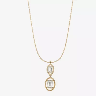 Monet Jewelry Womens Glass Zinc Oval Pendant Necklaces