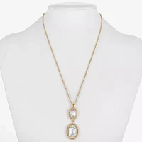 Monet Jewelry Womens Glass Zinc Oval Pendant Necklaces