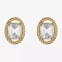 Monet Jewelry Glass 17.5mm Oval Stud Earrings