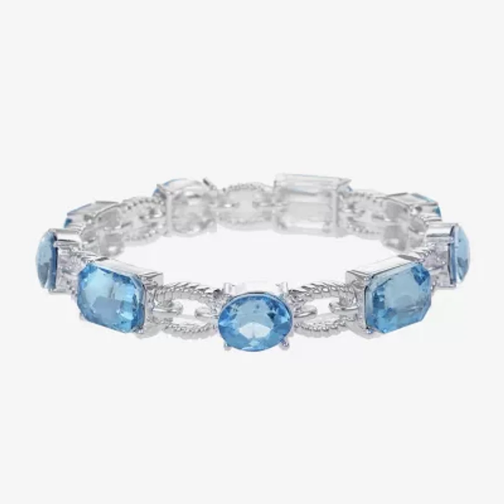 Monet Jewelry Rope Twist Link Glass Oval Stretch Bracelet