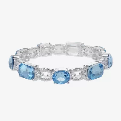 Monet Jewelry Rope Twist Link Glass Oval Stretch Bracelet