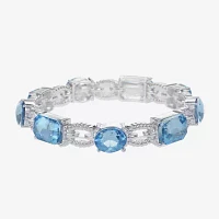 Monet Jewelry Rope Twist Link Glass Oval Stretch Bracelet