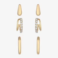 Monet Jewelry Gold Tone 3 Pair Glass Earring Set