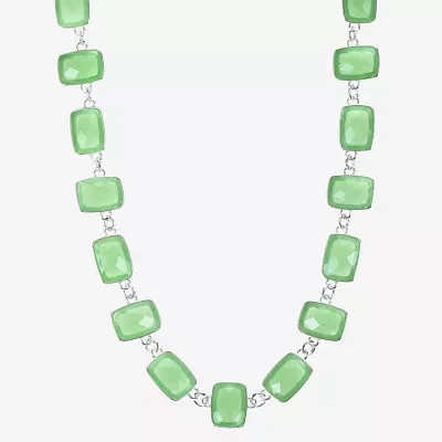 Liz Claiborne Green Silver Tone Collar Necklace