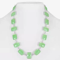 Liz Claiborne Green Silver Tone Collar Necklace