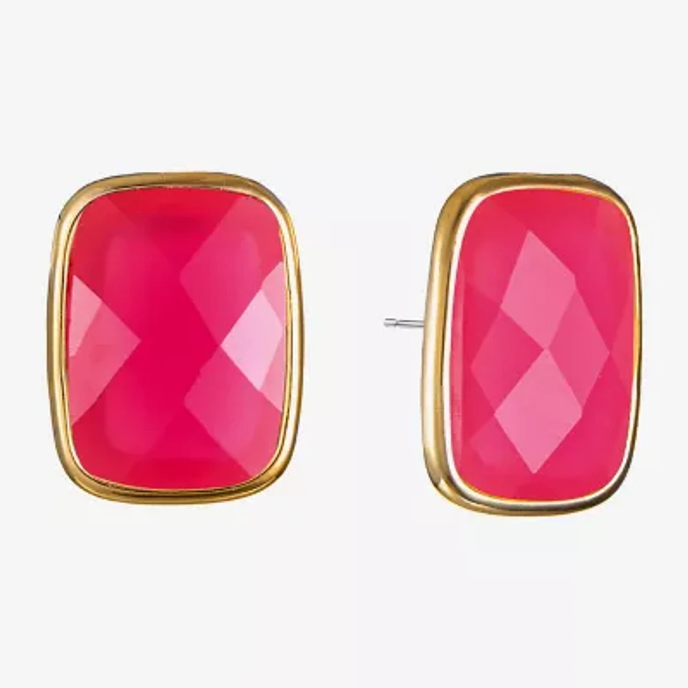 Liz Claiborne Pink 25mm Rectangular Stud Earrings