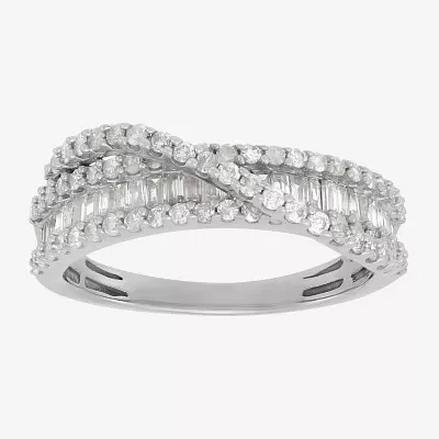 1 CT. T.W. Natural White Diamond Sterling Silver Wedding Band