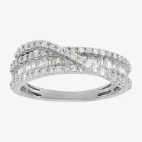 1 CT. T.W. Natural White Diamond Sterling Silver Wedding Band