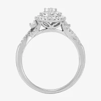 Womens 1/ CT. T.W. Natural White Diamond 10K White Gold Oval Engagement Ring