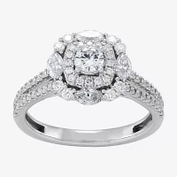 Womens 1 CT. T.W. Natural White Diamond 14K White Gold Cushion Engagement Ring