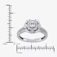 Womens 1 CT. T.W. Natural White Diamond 14K White Gold Cushion Engagement Ring