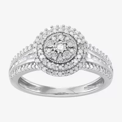 Womens 1/2 CT. T.W. Natural White Diamond Sterling Silver Round Engagement Ring