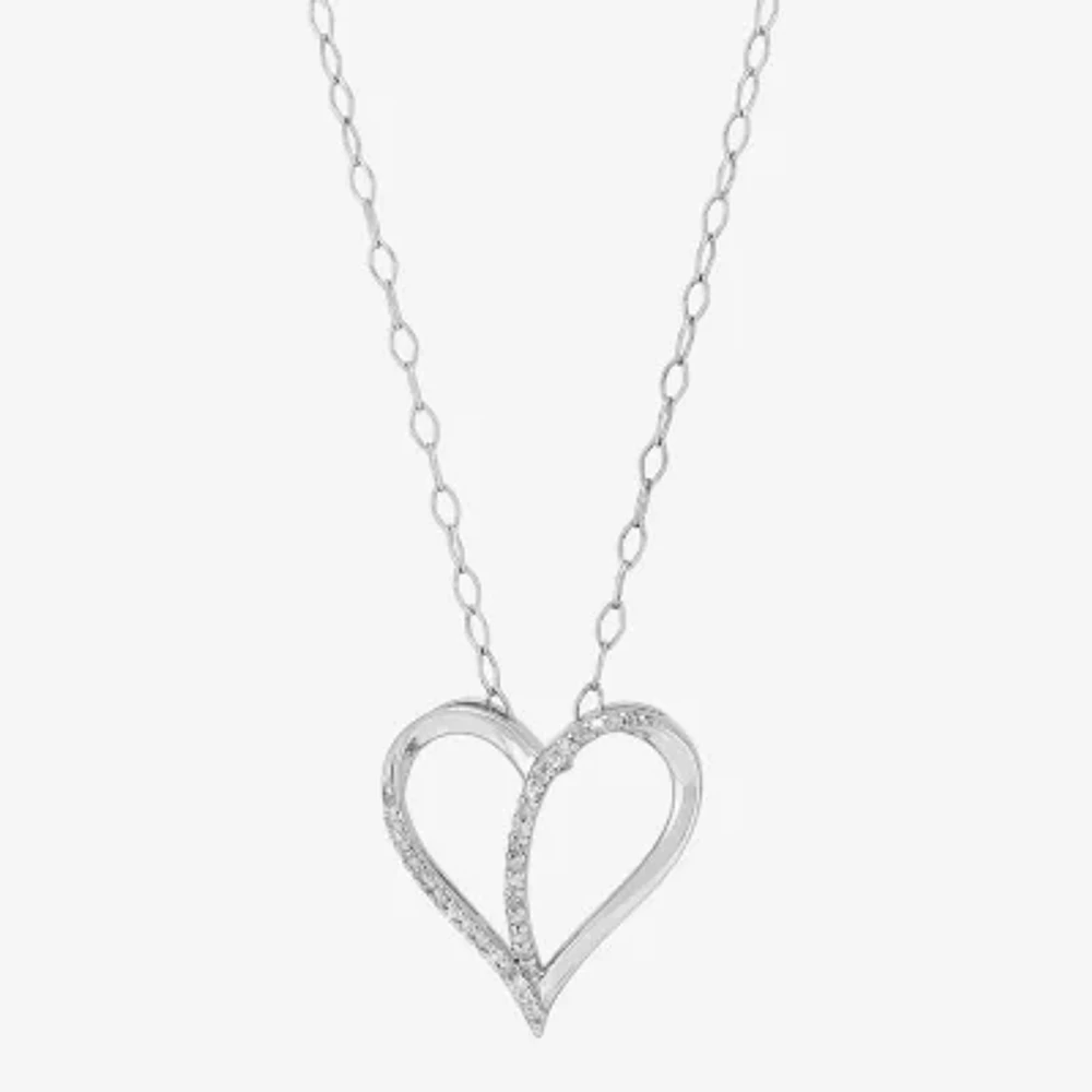 Womens / CT. T.W. Natural White Diamond Sterling Silver Heart Pendant Necklace