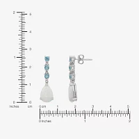 Lab Created White Opal Sterling Silver Drop Earrings