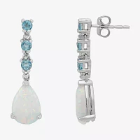 Lab Created White Opal Sterling Silver Drop Earrings
