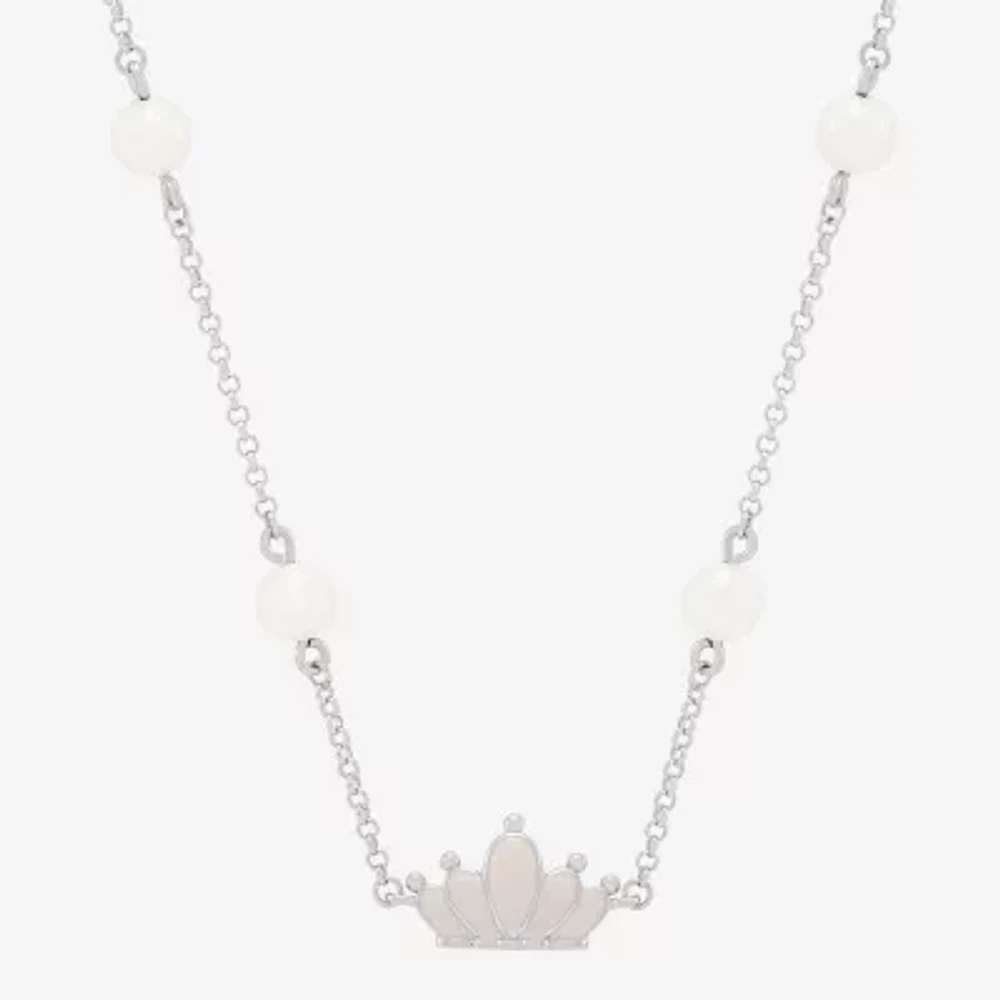 Womens Dyed White Cultured Freshwater Pearl Sterling Silver Crown Strand Necklace