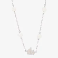 Womens Dyed White Cultured Freshwater Pearl Sterling Silver Crown Strand Necklace