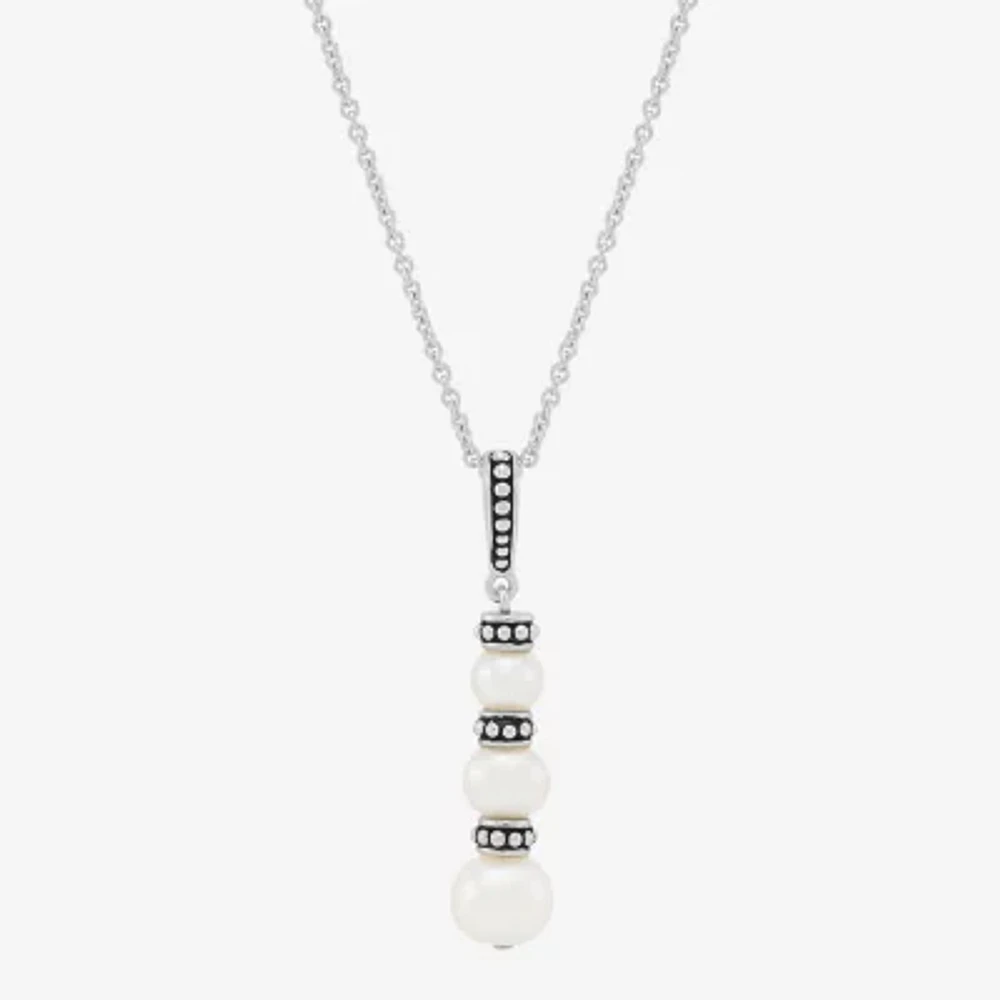 Womens Dyed White Cultured Freshwater Pearl Sterling Silver Pendant Necklace
