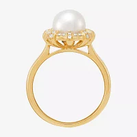 Womens 1/8 CT. T.W. 8-8.5MM Dyed White Cultured Freshwater Pearl 10K Gold Cocktail Ring