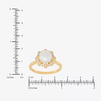 Womens 1/8 CT. T.W. 8-8.5MM Dyed White Cultured Freshwater Pearl 10K Gold Cocktail Ring