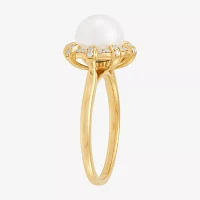 Womens 1/8 CT. T.W. 8-8.5MM Dyed White Cultured Freshwater Pearl 10K Gold Cocktail Ring