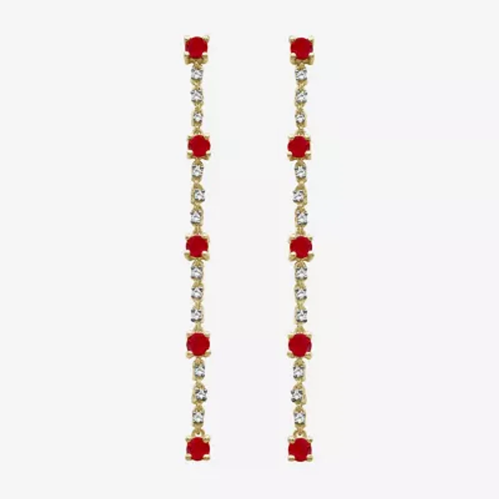 Diamond Accent Red Ruby 10K Gold Drop Earrings