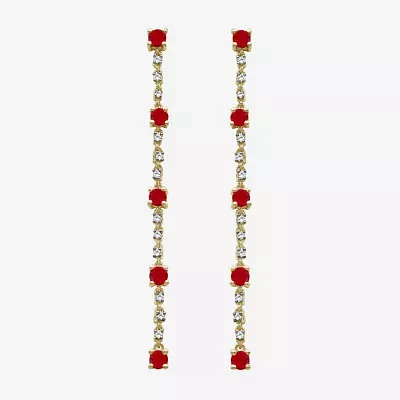 Diamond Accent Red Ruby 10K Gold Drop Earrings