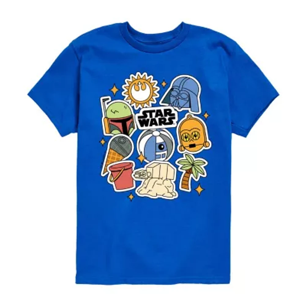 Disney Collection Little & Big Boys Crew Neck Short Sleeve Star Wars Graphic T-Shirt