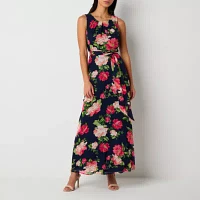 R & K Originals Womens Sleeveless Floral Maxi Dress