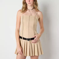 Forever 21 Belted Pleat Skirt Womens Sleeveless Fit + Flare Dress Juniors