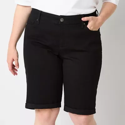 St. John's Bay Womens Mid Rise Bermuda Short-Plus