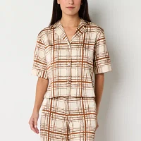 Worthington Womens Short Sleeve Camp Shirt