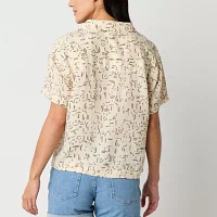 a.n.a Soft Drape Womens Short Sleeve Blouse