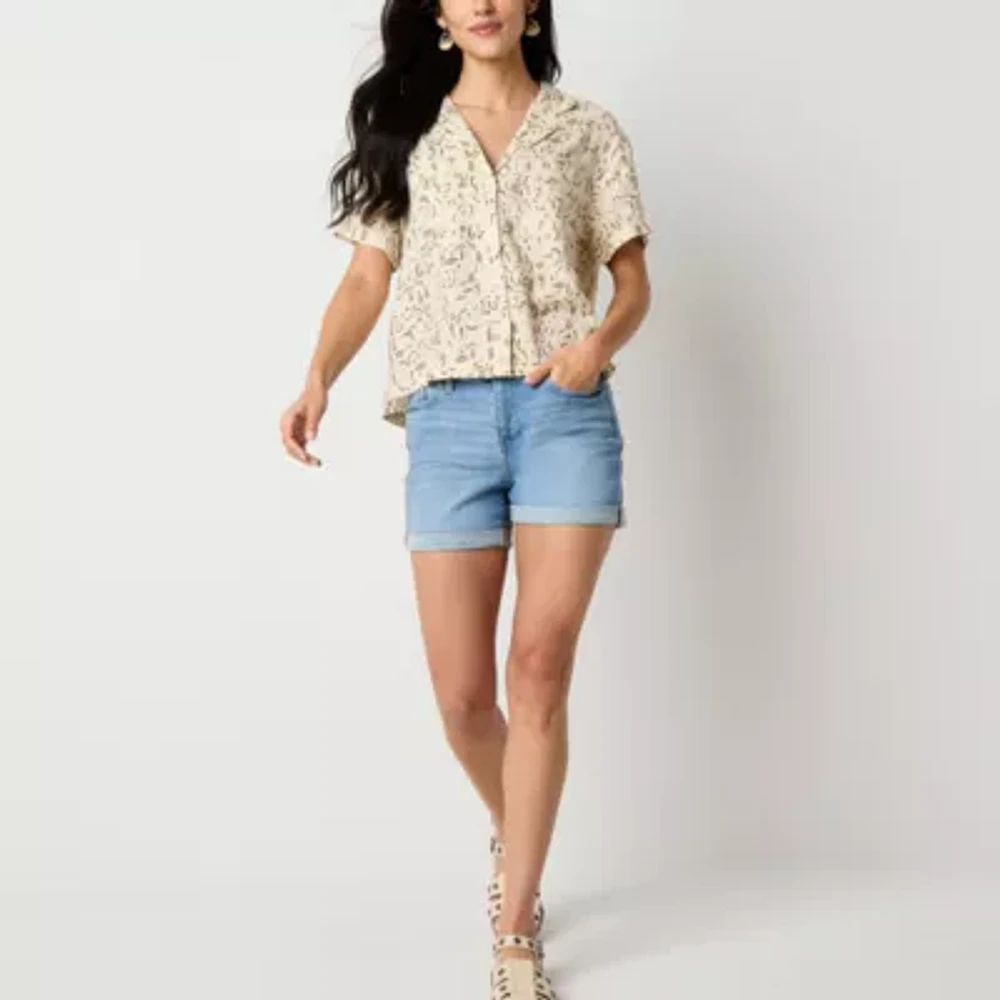 a.n.a Soft Drape Womens Short Sleeve Blouse