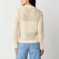 a.n.a Womens Long Sleeve Button Front Pointelle Cardigan