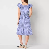 St. John's Bay Womens Sleeveless Striped Shirt Dress