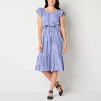 St. John's Bay Womens Sleeveless Striped Shirt Dress