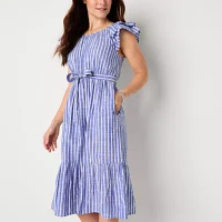 St. John's Bay Womens Sleeveless Striped Shirt Dress