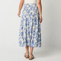 a.n.a Smocked Waist Womens Midi A-Line Skirt
