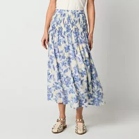 a.n.a Smocked Waist Womens Midi A-Line Skirt