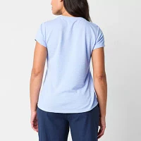 Liz Claiborne Womens Crew Neck Short Sleeve Blouse