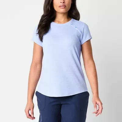 Liz Claiborne Womens Crew Neck Short Sleeve Blouse