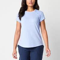 Liz Claiborne Womens Crew Neck Short Sleeve Blouse