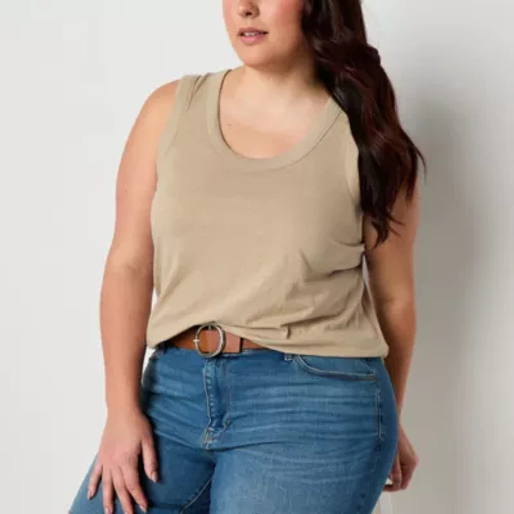 a.n.a Womens Plus U Neck Sleeveless Tank Top
